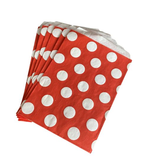 Party Favor Bags Red w/ White Dot-Perfect for cookies, brownies and as party favors