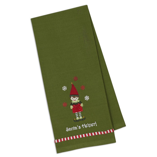 Santa's Helper Embellished Dishtowel