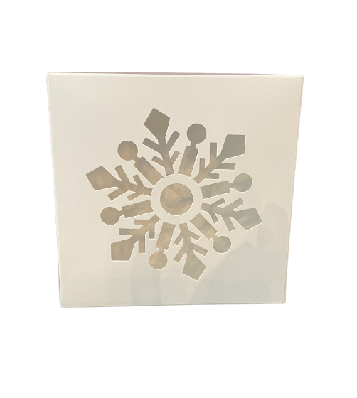 White Snowflake Window Lock & Tab Cookie Box