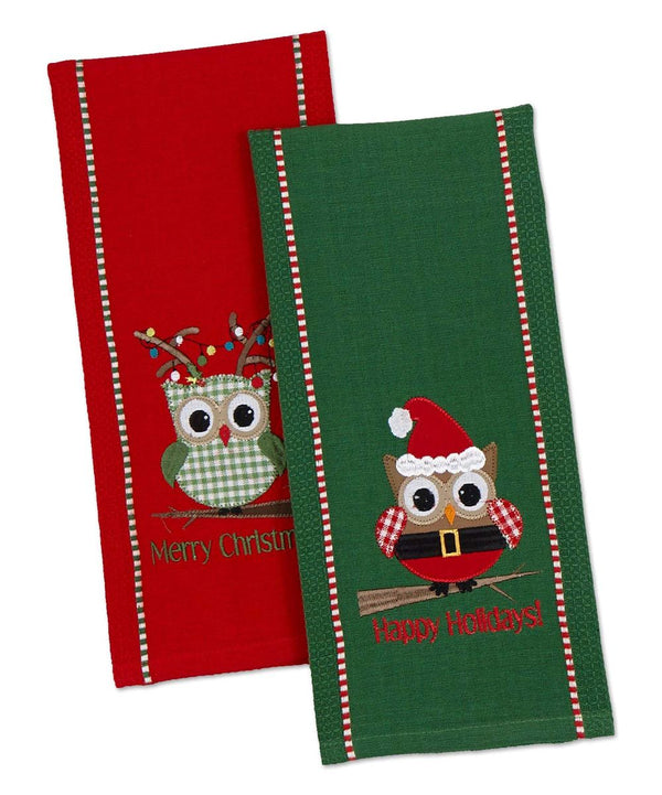 Happy Holidays Owl Dishtowels