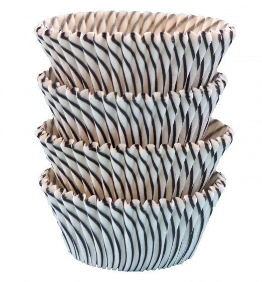 Black Stripped Baking Cups - Package of approximately 50.
