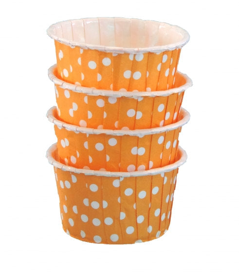 Orange w/ White Dot Candy Cup-Orange Candy/Nut Cups are perfect for filling with candy, nuts or other snacks.