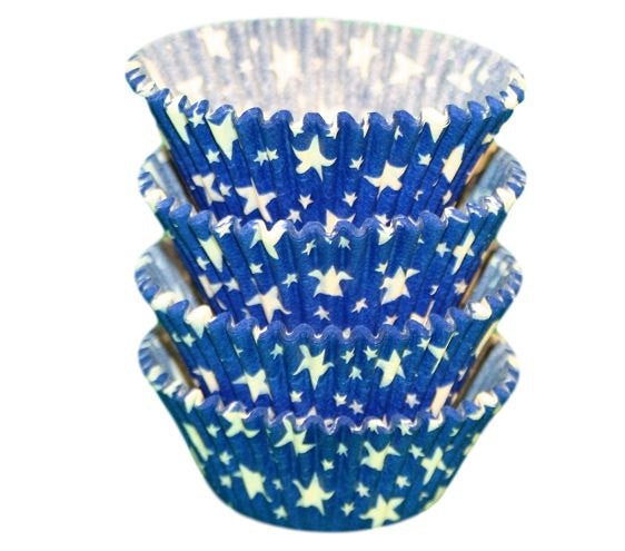Blue with White Stars Baking Cups