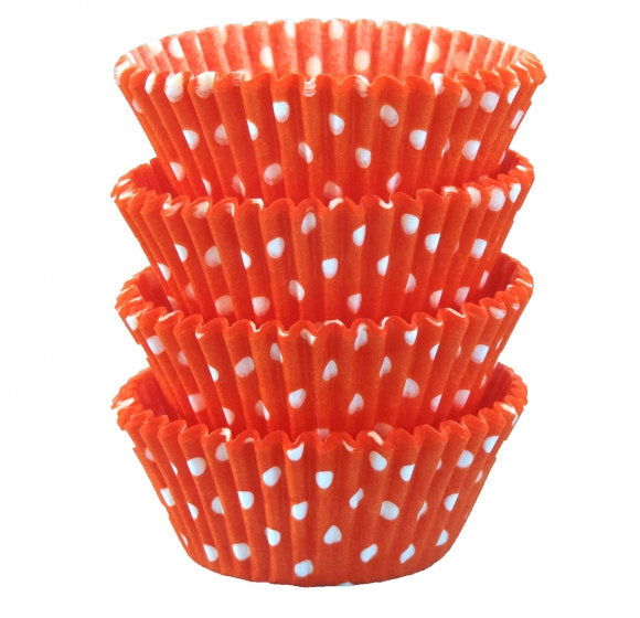 Orange Polka Dot Baking Cups - Standard & Mini Sizes available