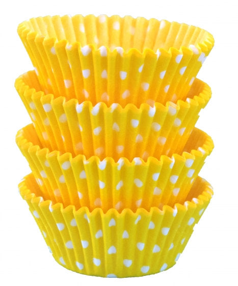 Yellow Polka Dot Baking Cups - Standard & Mini Sizes available