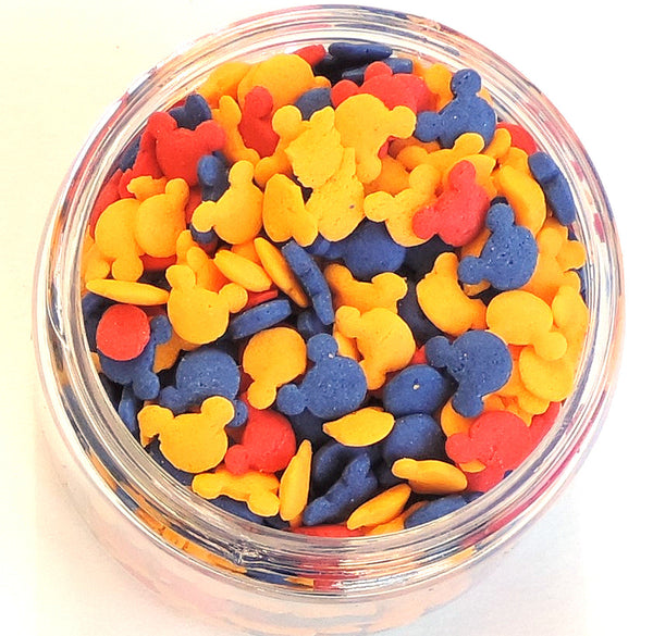 Mickey Mouse Sprinkles- Blue, Yellow and Red mickey mouse sprinkles.