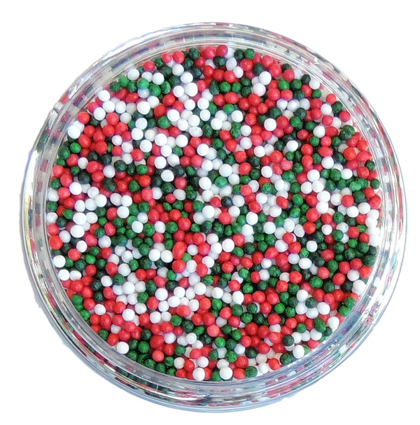 Christmas Nonpareils-Comes in an assortment of red, white, and green nonpareils.