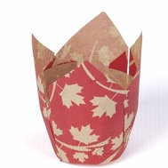Red Fall Leaf Print Cupcake/Muffin Liner