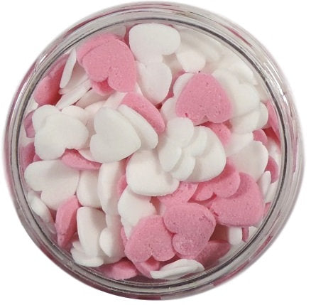 White and Pink Solid  Heart Sprinkles