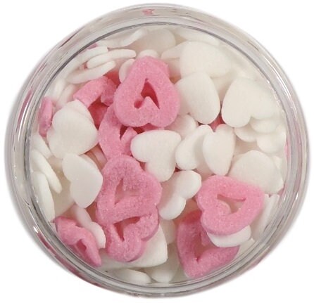 White and Pink Heart Sprinkles - Bulk