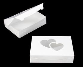 White with Heart Window, Lock & Tab Box with Lid