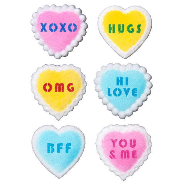 Message Hearts Assorted Dec-ons