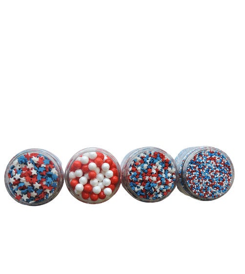 Decorate all of your Fourth of July desserts with our sprinkle decorating kit. Kit includes red, white and blue sprinkles.