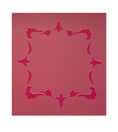 Square Plaque Damask Stencil w/ Free Cookie Cutter