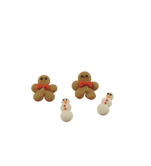 Lil Gingerboy & Mini Snowman Royal Icing Decorations