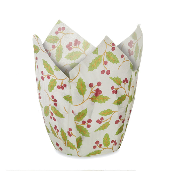 Holly & Berries Tulip Baking Cup