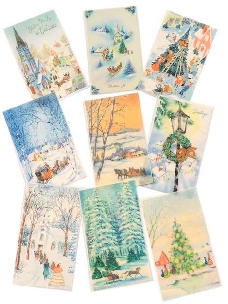 Edible Vintage Holiday Post Card Wafer Paper-Make adorable Christmas cookies!