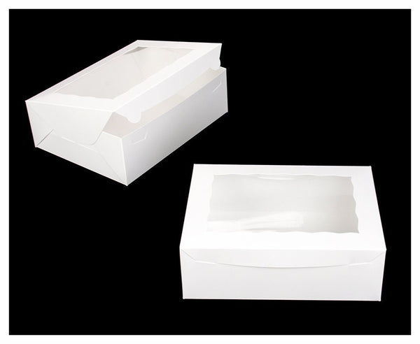 White Lock & Tab Box with Window - Set of 4