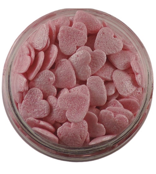 Pink Shimmer Heart Sprinkles - Bulk