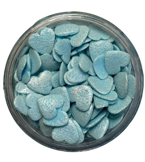 Blue Shimmer Heart Sprinkles - Bulk