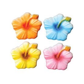Hibiscus Edible Assort Sugar Dec-Ons-Assorted Hibiscus Flower shaped sugar Dec-Ons are the perfect accent for any tropical theme.