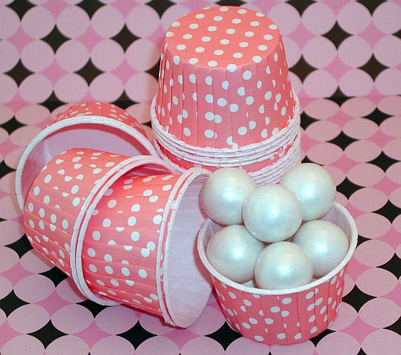 Pink Polka Dot Nut Cups-Pink Candy/Nut Cups are perfect for filling with candy, nuts or other snacks.