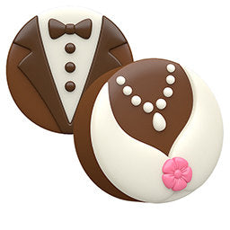 Bride and Groom Oreo Cookie Mold-  Make your own chocolate covered Oreos with the 6 Cavity Bride & Groom Cookie Mold.