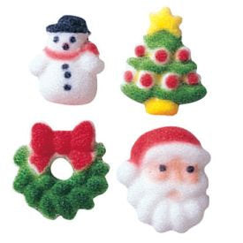 Christmas Charms Edible Sugar Dec Ons-These adorable Christmas Charms can be used for all your mini baked treats.