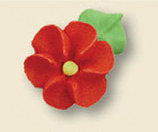 Royal Icing Red Flower-Includes 12 edible royal icing flowers.  These are perfect on baked goods!