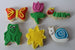 Garden Mini Cookie Cutter Set-Set includes daisy, tulip, snail, caterpillar, frog and butterfly.