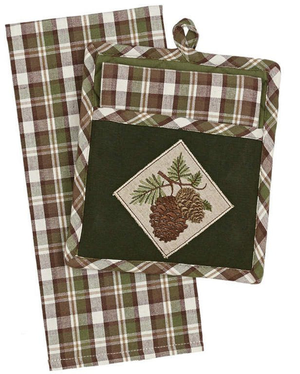 Pine Cone Potholder w/ Dishtowel Gift Set