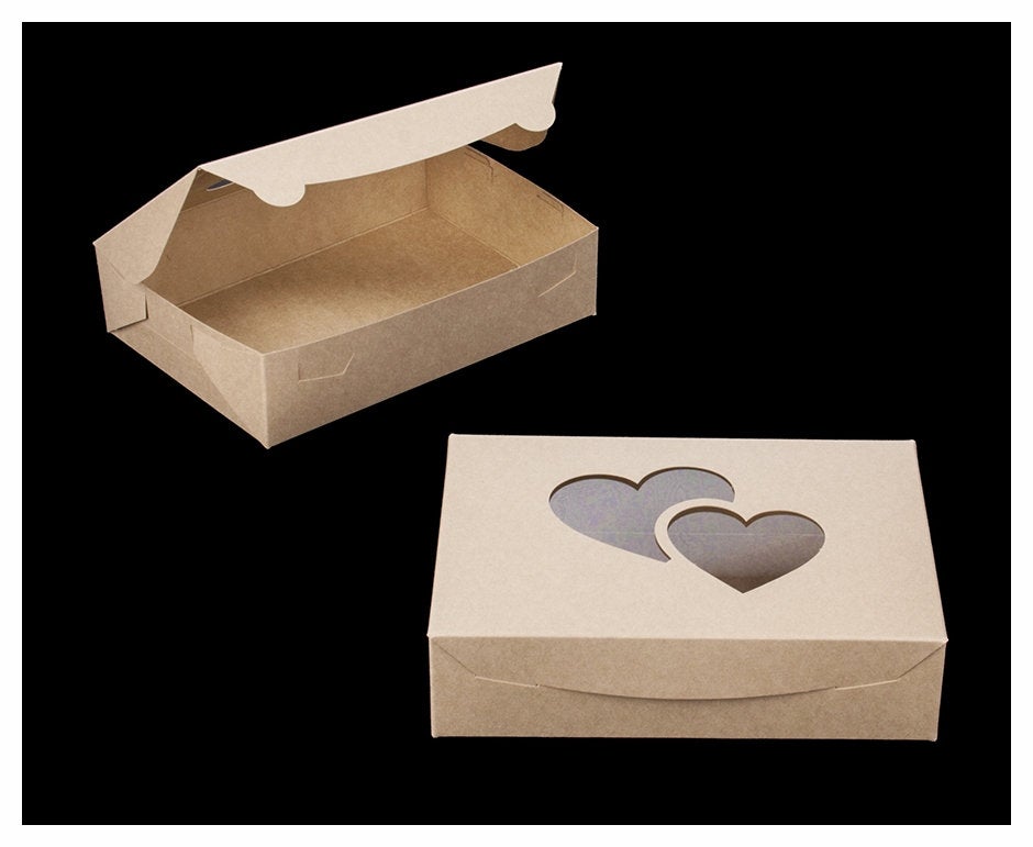 Kraft with Heart Window, Lock & Tab Box with Lid