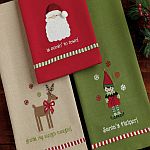 Santa, Rudolph and Elf Embroidered Dishtowels