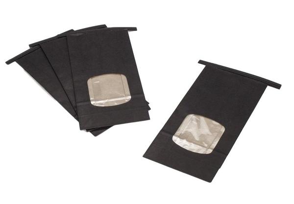 1 LB Flat Black Chalkboard/Kraft Tin Tie Window Bag